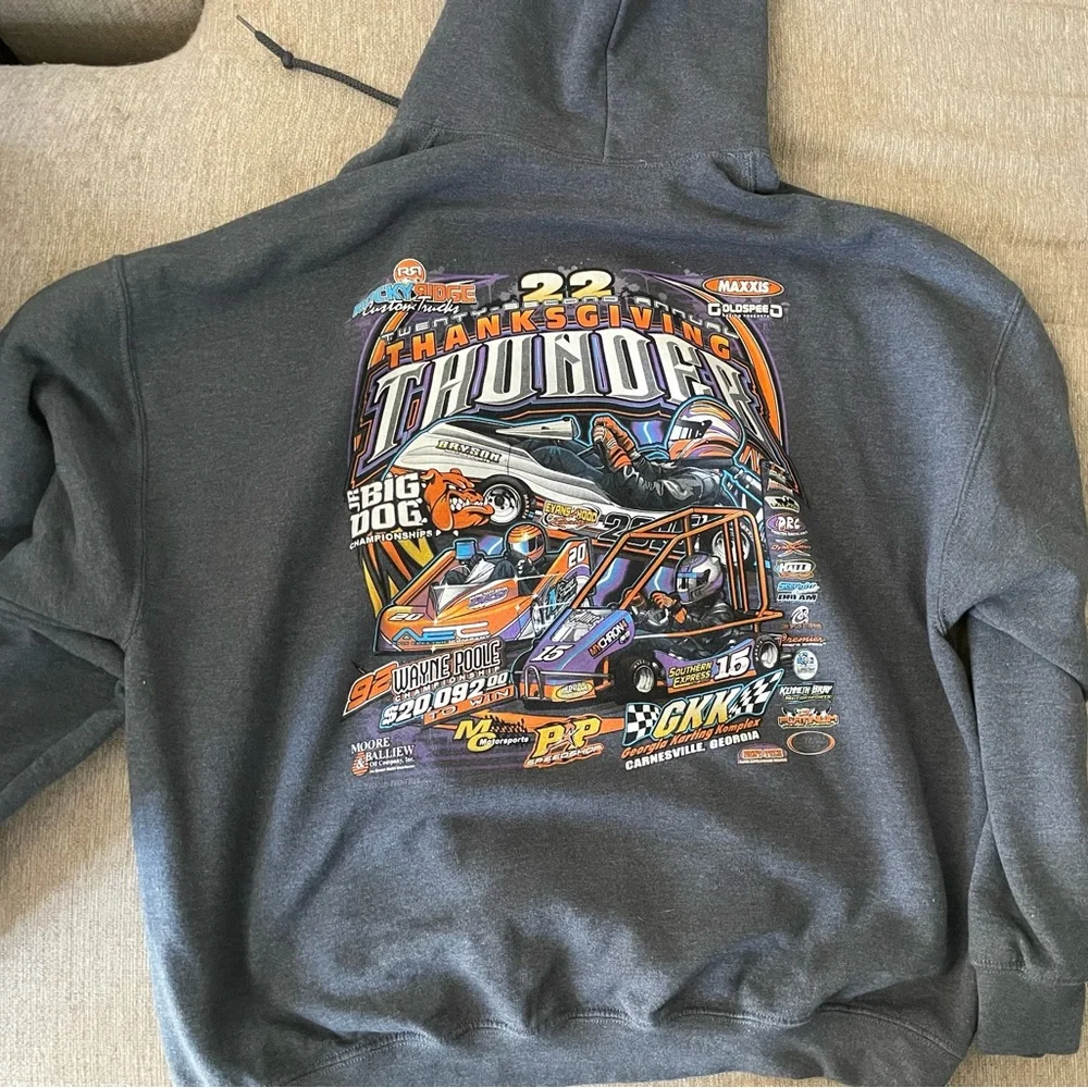 Nascar, thunder, racing pullover hoodie, big dog, 2X - like new - Picture 5 of 5